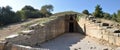 Panoramic view of the main monuments and places of Greece. Ruins of ancient Mycenae city of Agamemnon. Treasury of Atreus