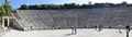 Panoramic view of the main monuments and places of Greece. Ruins of the Greek Theater of Epidaurus