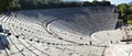 Panoramic view of the main monuments and places of Greece. Ruins of the Greek Theater of Epidaurus