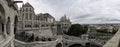 Panoramic view of the main entrance to Fisherman`s Bastion in Budapest, Hungary Royalty Free Stock Photo