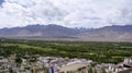 Panoramic view of the majestic Himalayas with greenery at the foothills