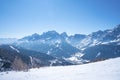Majestic snow covered mountains against clear blue sky in alps Royalty Free Stock Photo