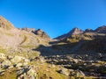 Gloedis - Panoramic view of the majestic mountain ridges of High Tauern seen near Gloedis in Schober group, East Tyrol Royalty Free Stock Photo