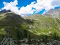 Gloedis - Panoramic view of the majestic mountain ridges of High Tauern seen near Gloedis in Schober group, East Tyrol Royalty Free Stock Photo