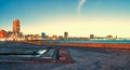 Panoramic view of malecon in havana at night