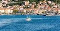 Panoramic view of Mali Losinj port and city in Croatia Royalty Free Stock Photo