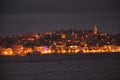 Mali Losinj harbour night cityscape, on island of Losinj. Royalty Free Stock Photo