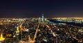 Panoramic View of Manhattan and Jersey City. Famous New York City Skyline. at Night Royalty Free Stock Photo