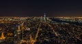 Panoramic View of Manhattan and Jersey City. Famous New York City Skyline. at Night Royalty Free Stock Photo