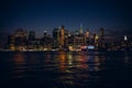 Panoramic view on Manhattan at night, New York, USA. Royalty Free Stock Photo