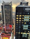 Sunset in Manhattan. View from the roof top on the New York Royalty Free Stock Photo