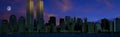 Panoramic view of Manhattan skyline at night Royalty Free Stock Photo