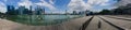 Panoramic view of Marina Bay overlooking the bay and Singapore city centre and The Shoppes