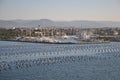 Panoramic view of Marina di Olbia Harbour with yacht Royalty Free Stock Photo