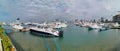 Panoramic view at the marina and downtown Luanda, bay of Luanda, marginal and central buildings, in Angola