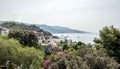 Panoramic view of Marine with yachts in a Bodrum harbor Royalty Free Stock Photo