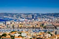 Panoramic view of Marseille, embankment, Old Port and town roofs. Vieux-Port de Marseille, France. Royalty Free Stock Photo