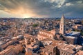 Panoramic view of Matera city in the region of Basilicata, in Southern Italy. Royalty Free Stock Photo