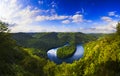 Panoramic view of the meander of Queuille in Auvergne land Royalty Free Stock Photo