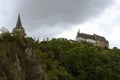 Panoramic view of the medieval castle of Vianden, Luxembourg, on a hill in the forest Royalty Free Stock Photo