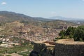 Panoramic view from the wall of the medieval castle of Lorca, of the city, on a clear day Royalty Free Stock Photo