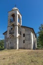 Panoramic view of Medieval church near tomb of Yane Sandanski in Rozhen village, Bulgaria Royalty Free Stock Photo