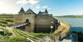 Panoramic view of medieval Khotyn fortress in Khotyn village on a Dniestr river, Chernivtsi region, Ukraine Royalty Free Stock Photo