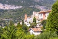 Panoramic view the medieval village of Roquebrune with its red Church bell tower Royalty Free Stock Photo