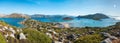 Panoramic view of the Mediterranean coastline near Bozburun village of Marmaris resort town in Mugla province of Turkey