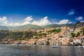 Panoramic view on Mediterranean sea coast of Chianalea di Scilla in Calabria Royalty Free Stock Photo