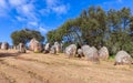 Panoramic view of the megalithic complex Almendres Cromlech Cromelelique dos Almendres Royalty Free Stock Photo