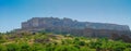 Panoramic view of Mehrangarh fort from Rao Jodha desert rock park, Jodhpur, India.