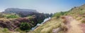 Panoramic view of Mehrangarh fort from Rao Jodha desert rock park.