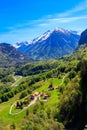 Panoramic view of Meiringen, near Reichenbach falls (Reichenbachfall) at the Swiss Alps, Switzerland Royalty Free Stock Photo