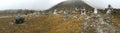 Panoramic view of Memorial of Everest climbers along Everest Base Camp trail
