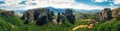 Panoramic view of Meteora monasteries, Greece Royalty Free Stock Photo