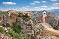 View on Meteora in Trikala, Greece.