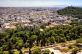 Panoramic view of metropolitan Athens with Philopappos Monument and Philopappou Hill - Mouseion Hill - seen from Acropolis hill in