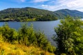 Panoramic view of Miedzybrodzkie Lake and Beskidy Mountains with Gora Zar mountain near Zywiec in Silesia region of Poland Royalty Free Stock Photo