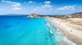 Panoramic view of the Mikri Vigla beach at Naxos island Royalty Free Stock Photo