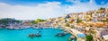 Panoramic view of Mikrolimano marina, Piraeus, Greece. Royalty Free Stock Photo