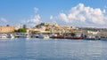 Panoramic view of Milazzo town from the sea Royalty Free Stock Photo