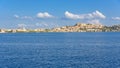Panoramic view of Milazzo town from the sea Royalty Free Stock Photo