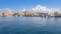 Panoramic view of Milazzo town from the sea Royalty Free Stock Photo