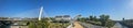 Panoramic view of the Millenium Brigde, from a project by Santiago Calatrava, seen from the Moscow Bridge. Montenegro. Podgorica