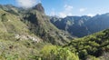 Panoramic view of Mirador de Cruz de Hilda. Picturesque valley with old village El turron. Landscape of sharp rock