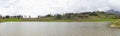 Panoramic view of the Miramar Lagoon 3,189 masl in the morning, located in Caraz, Ancash - Peru