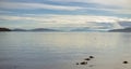 Panorama of misty sunrise from the Ladysmith bay in Vancouver Is Royalty Free Stock Photo