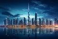 Panoramic view of Modern city of the luxury center with Dubai night city