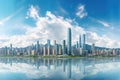 panoramic view of modern city skyline in hongkong, The skyline of Futian CBD Financial District in Shenzhen full city view with